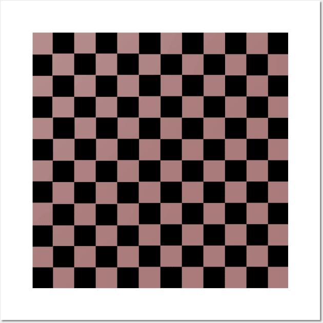 Black and Pink Glitter Checkered Pattern Wall Art by TheWildOrchid